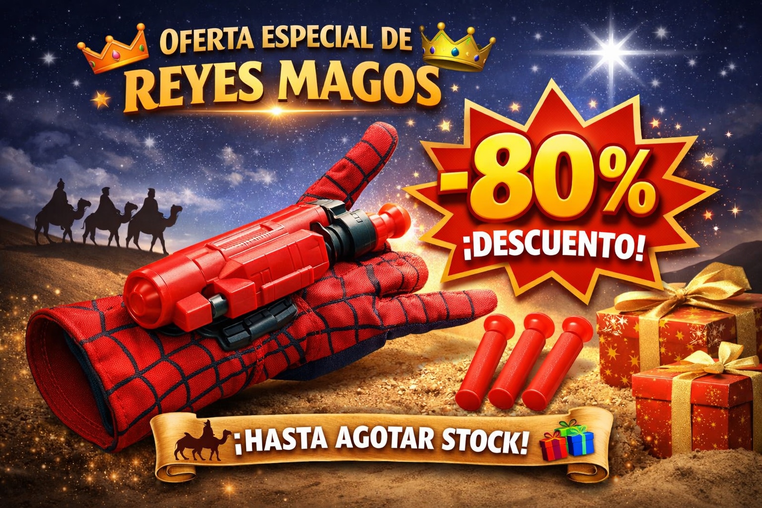 Guante De Spiderman Con Lanzador Y Dardos Con Sopapa Rojo