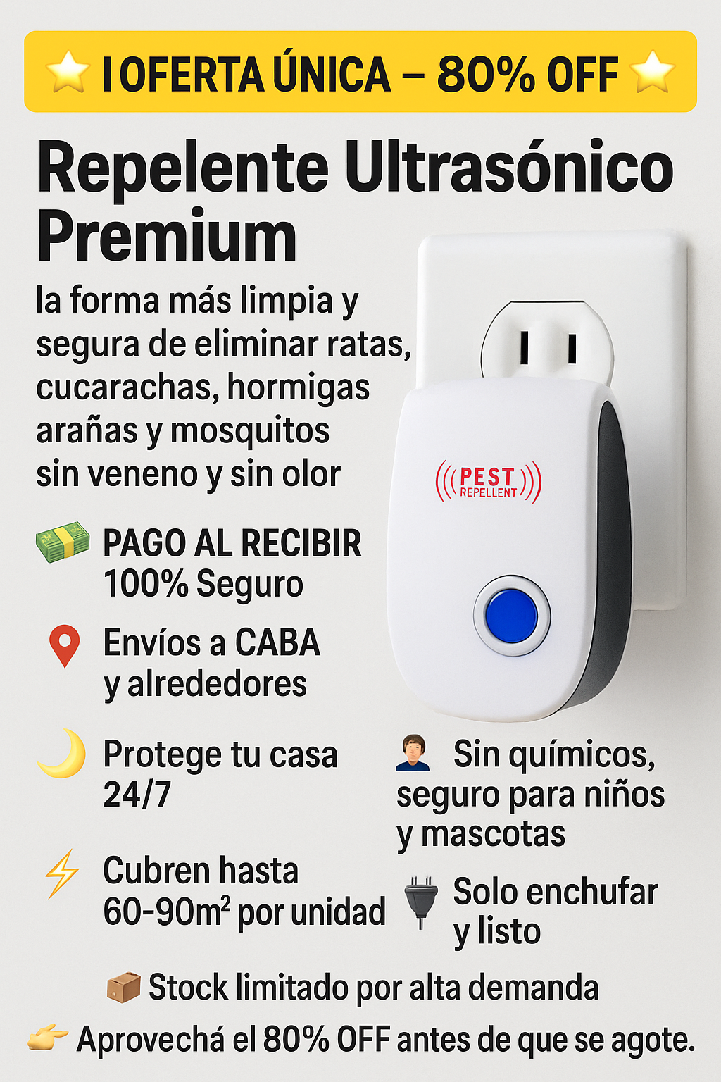 Repelente Ultrasónico Pest Reject🐀