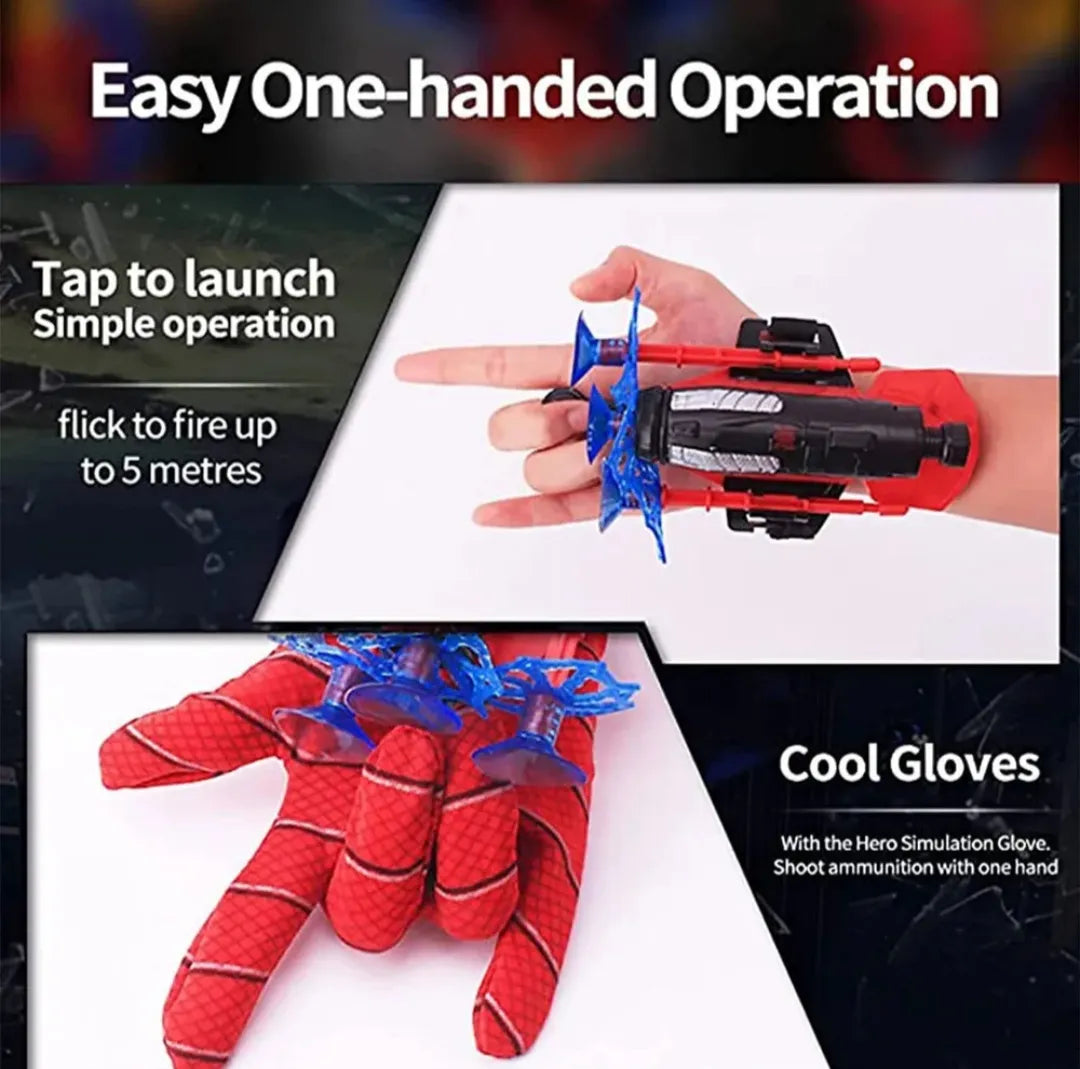 Guante De Spiderman Con Lanzador Y Dardos Con Sopapa Rojo