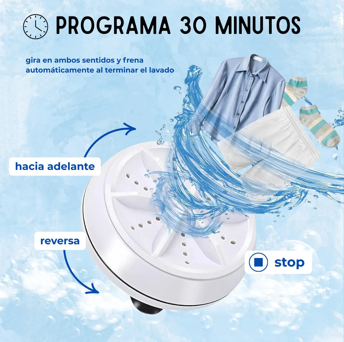 Mini Lavarropa Portátil Plegable USB Multicolor Washing Machine