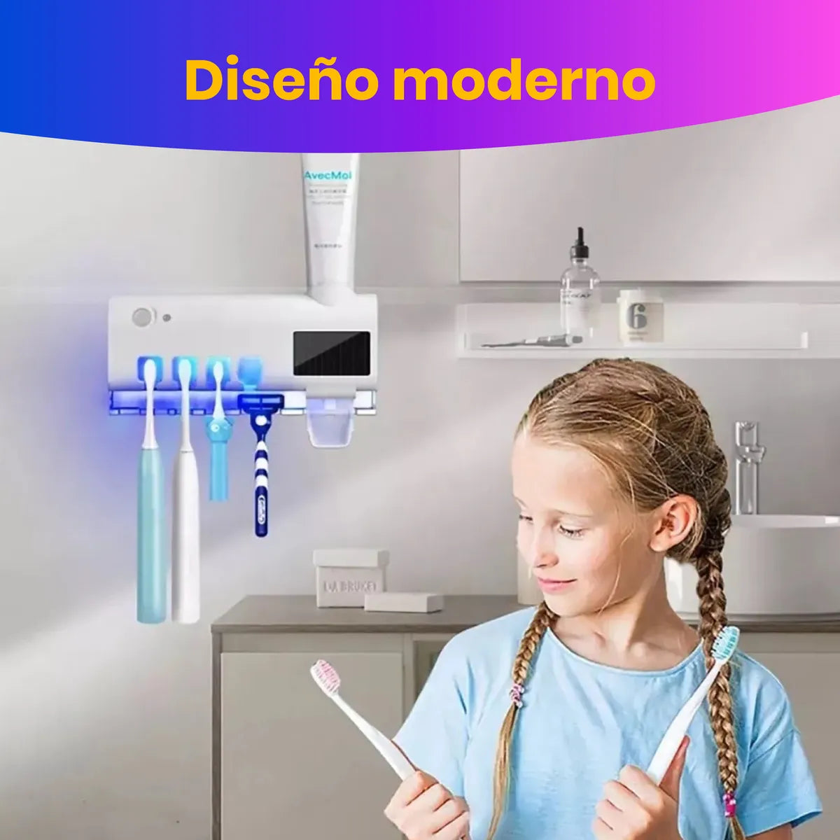 DISPENSADOR DE PASTA DENTAL Y SOPORTE PARA CEPILLO