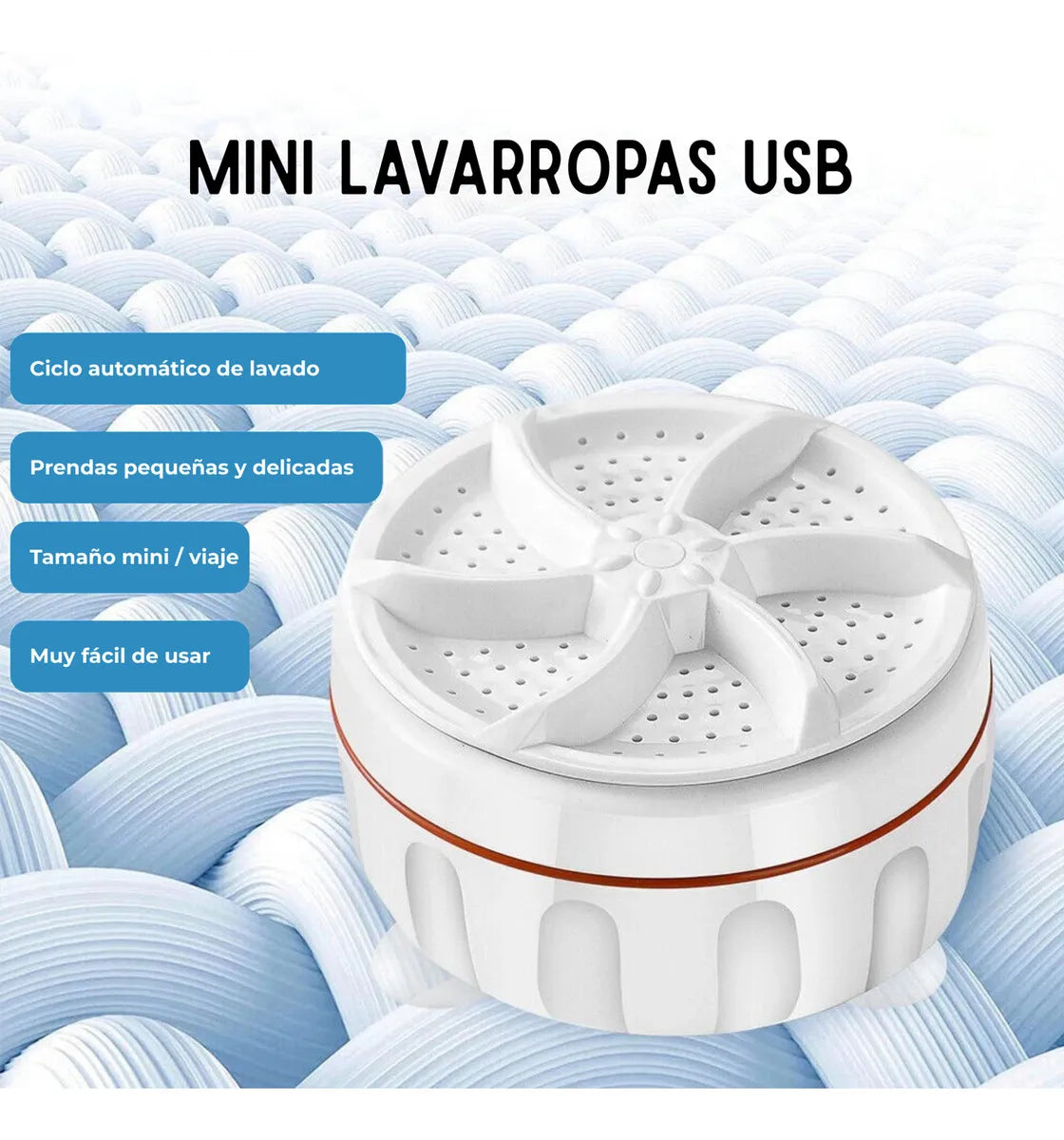 Mini Lavarropa Portátil Plegable USB Multicolor Washing Machine